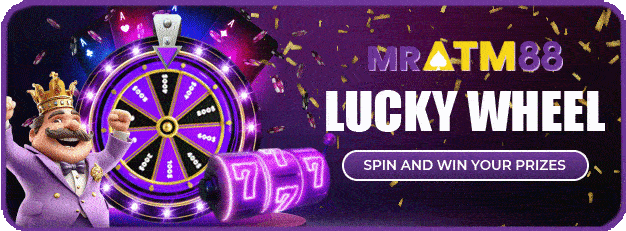MrATM88 Lucky Wheel promotional banner, demonstrating features common to the 100cuci game platform.