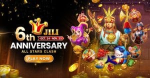 MRATM88 6th Anniversary Slot Promotion banner All Stars Clash event featuring Jili slot games and exclusive prizes.