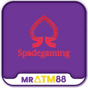 Promotional image for the MrATM88 platform featuring the Spadegaming slot game provider logo and collection.