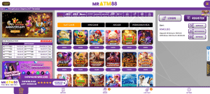 Screenshot of the MrATM88 desktop homepage, shown as an alternative to the 100cuci online casino.