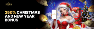 Mamak24 250% Christmas and New Year Bonus, showing seasonal offers compared to MRATM88's bonuses.