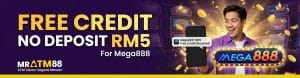 MRATM88 Free Credit No Deposit RM5 Bonus for Mega888 slots