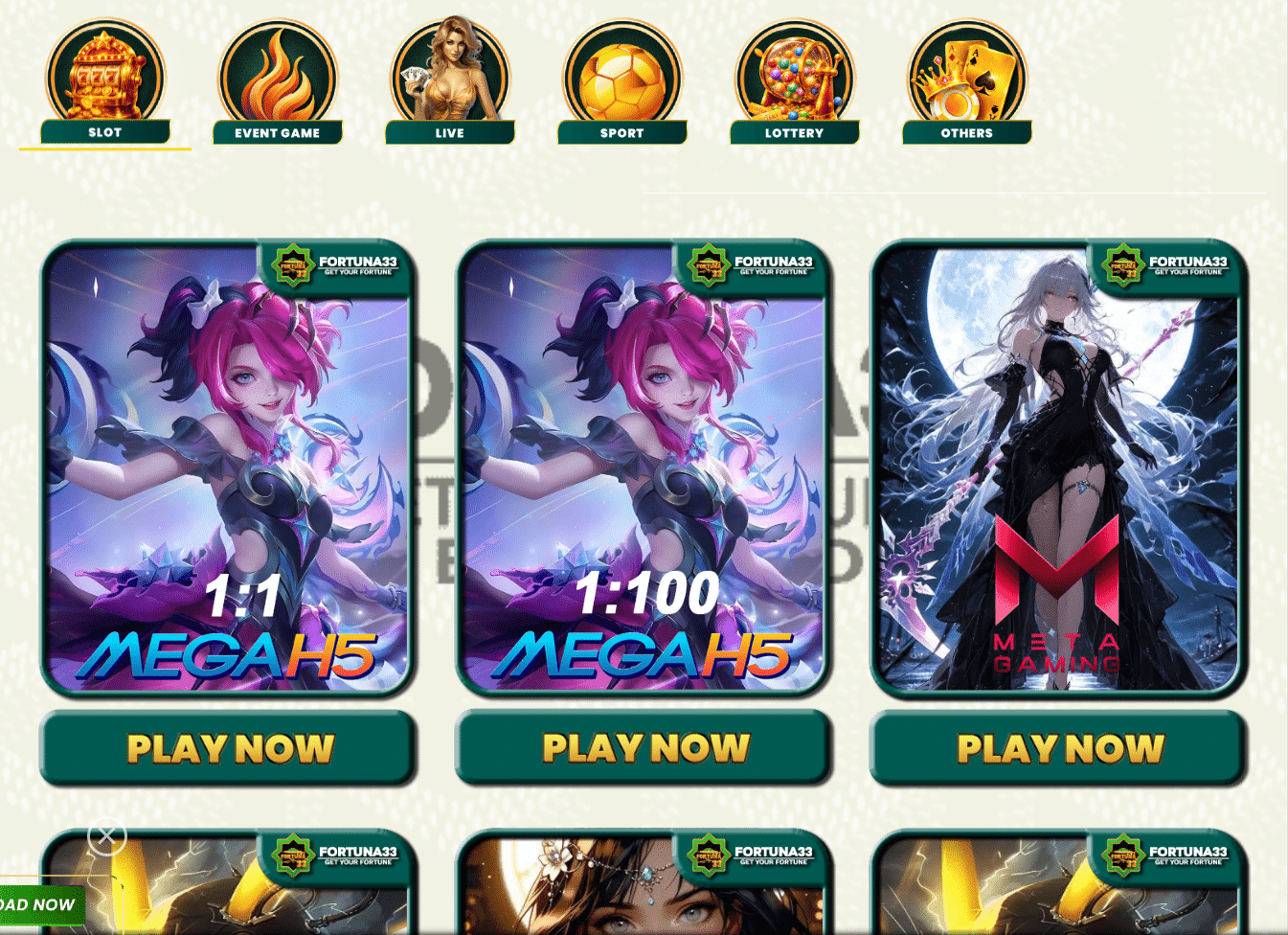 fortuna33 online casino games selection