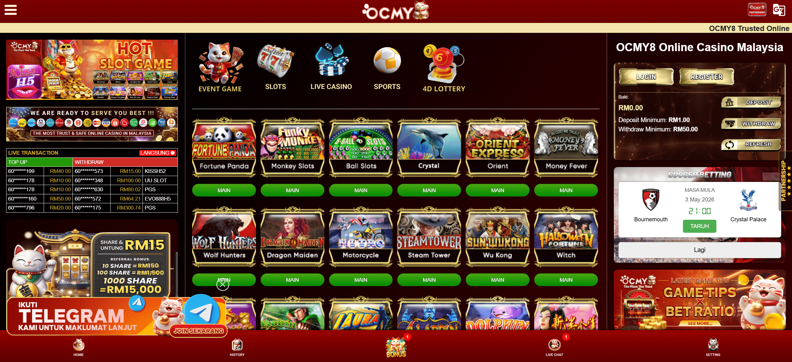 ocmy8 online casino homepage