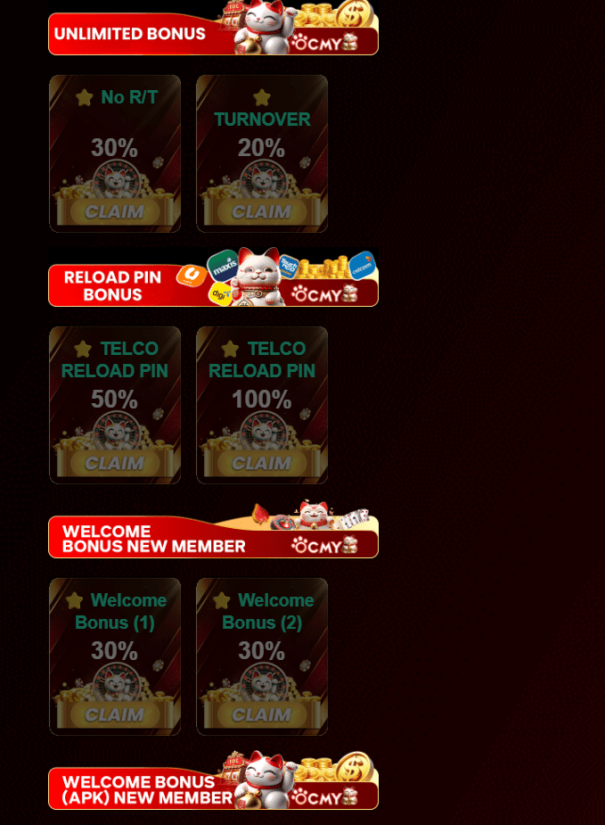 ocmy8 online casino promotion page