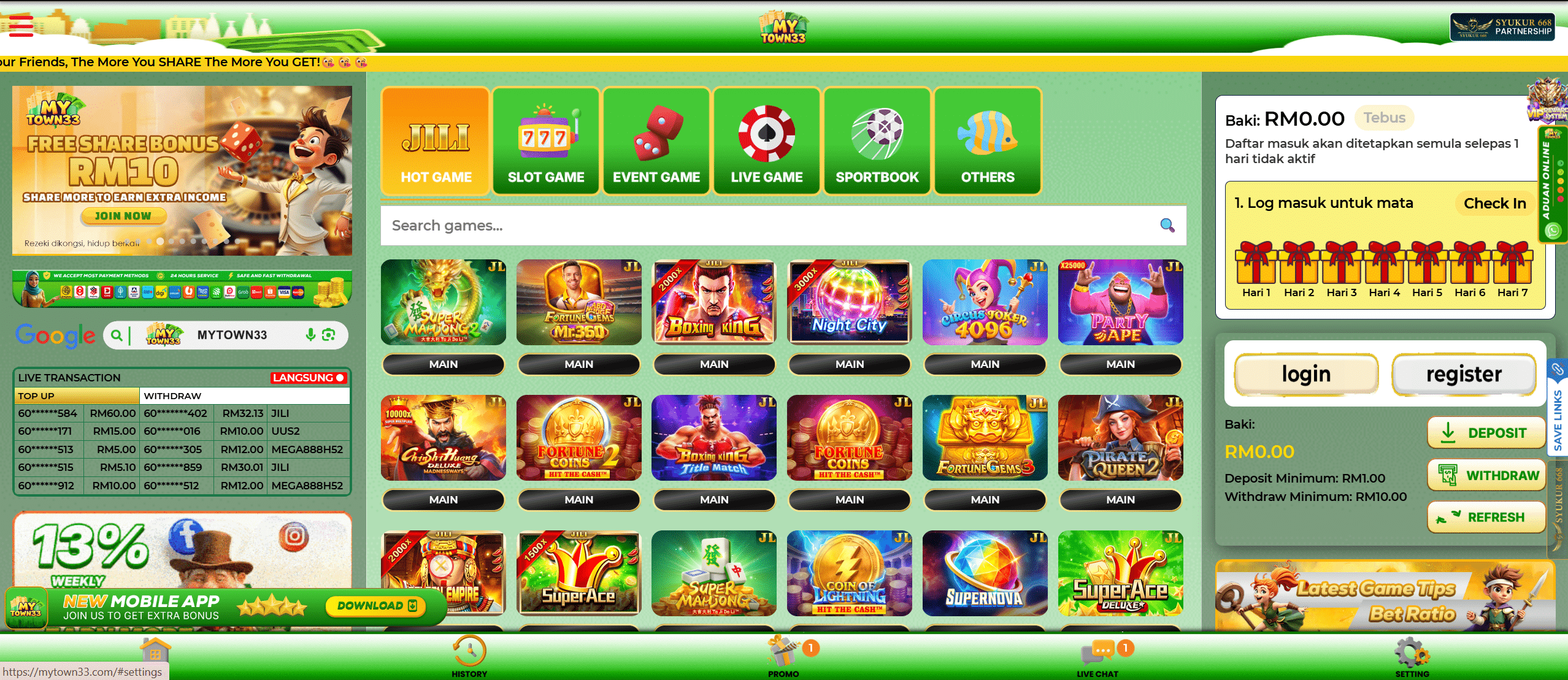 mytown33 online casino homepage