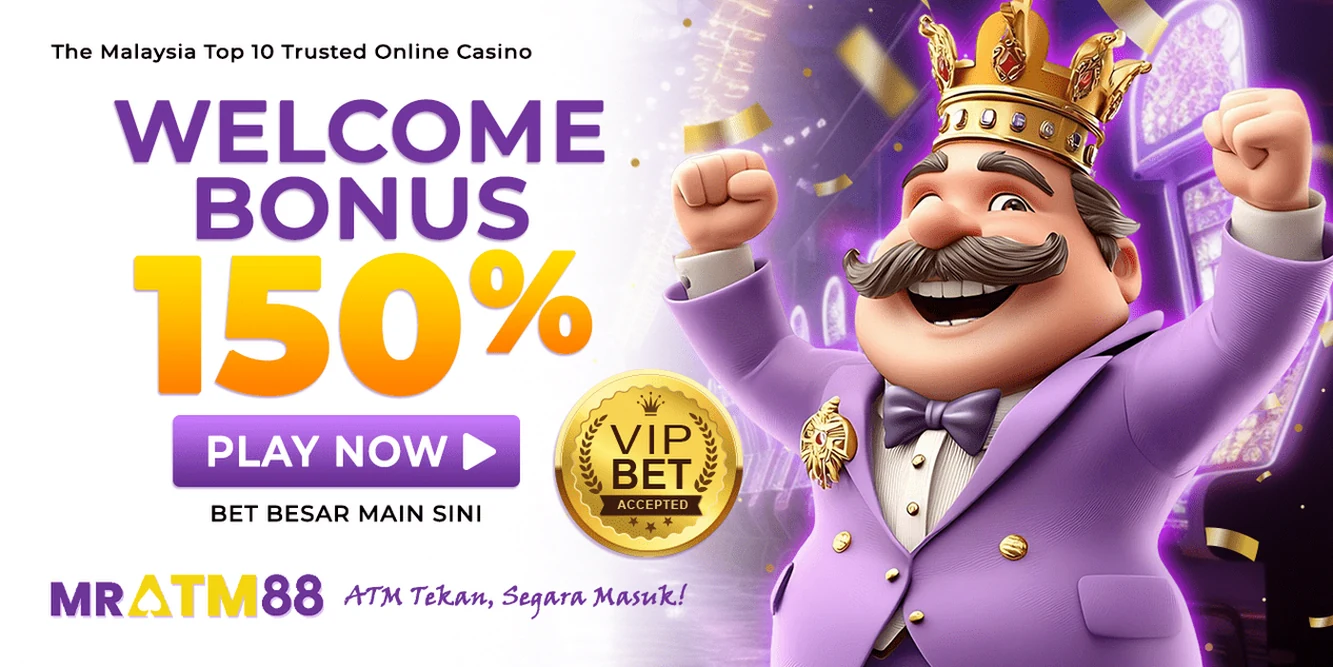 MRATM88 welcome bonus 150 percent VIP bet accepted promo banner - mratm88-my.org
